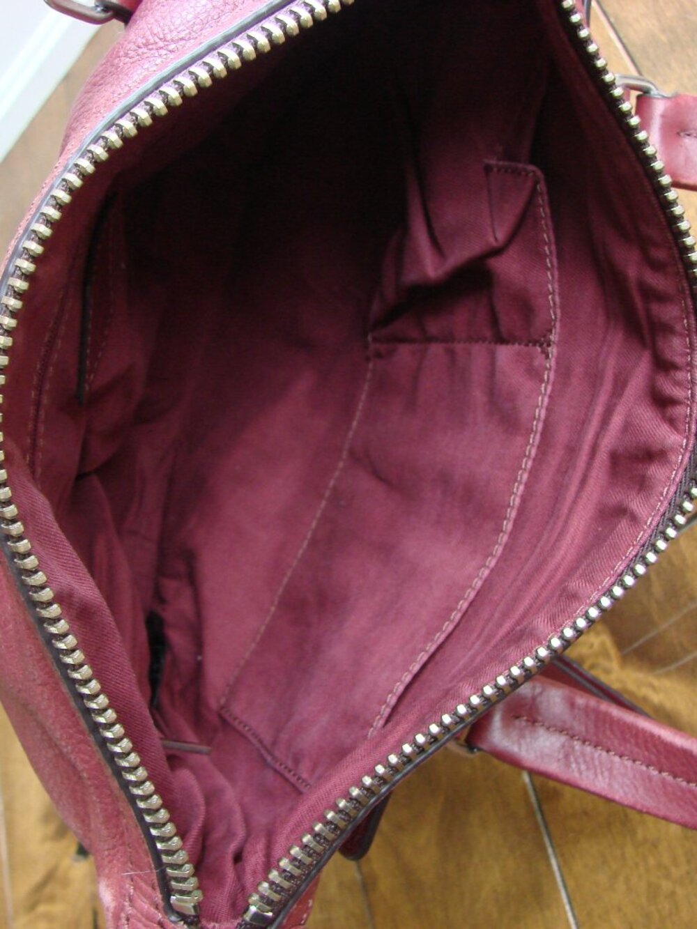 Fossil Dawson Burgundy Leather Satchel Bag Purse Crossbody Cow Hide Long Strap - Picture 13 of 16